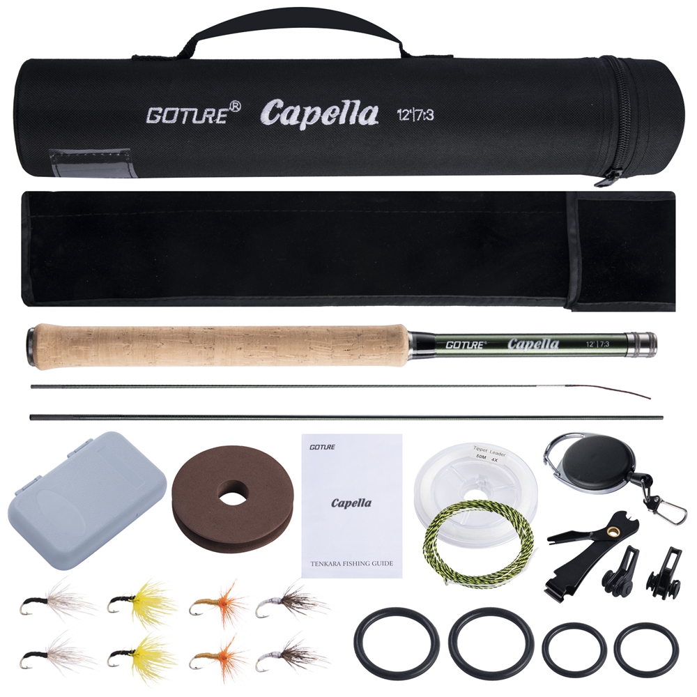 Fishing Rod Combo - GOTENKara-超軽量釣り竿,3.6mコンボ,ライン付きカーボンファイバーアクセサリー,ポータブル,ロッドセット,固定