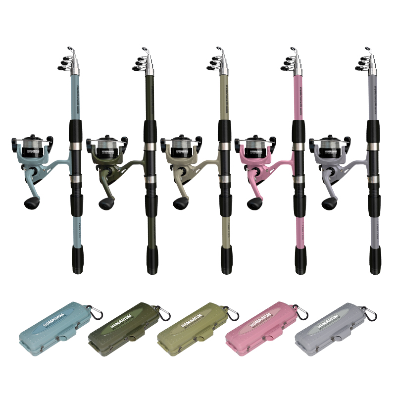 Fishing Rod Combo - 1.65m超軽量カーボンファイバースピニングフィッシングロッドコンボ、高速アクションシーバスギア（大人用）、湖・船・川釣り用
