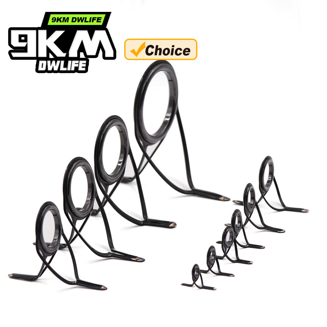 Fishing Rod Repair Kit - 9KM OB カーブドロッドガイドキット 10個入り ダブルフット フィッシング