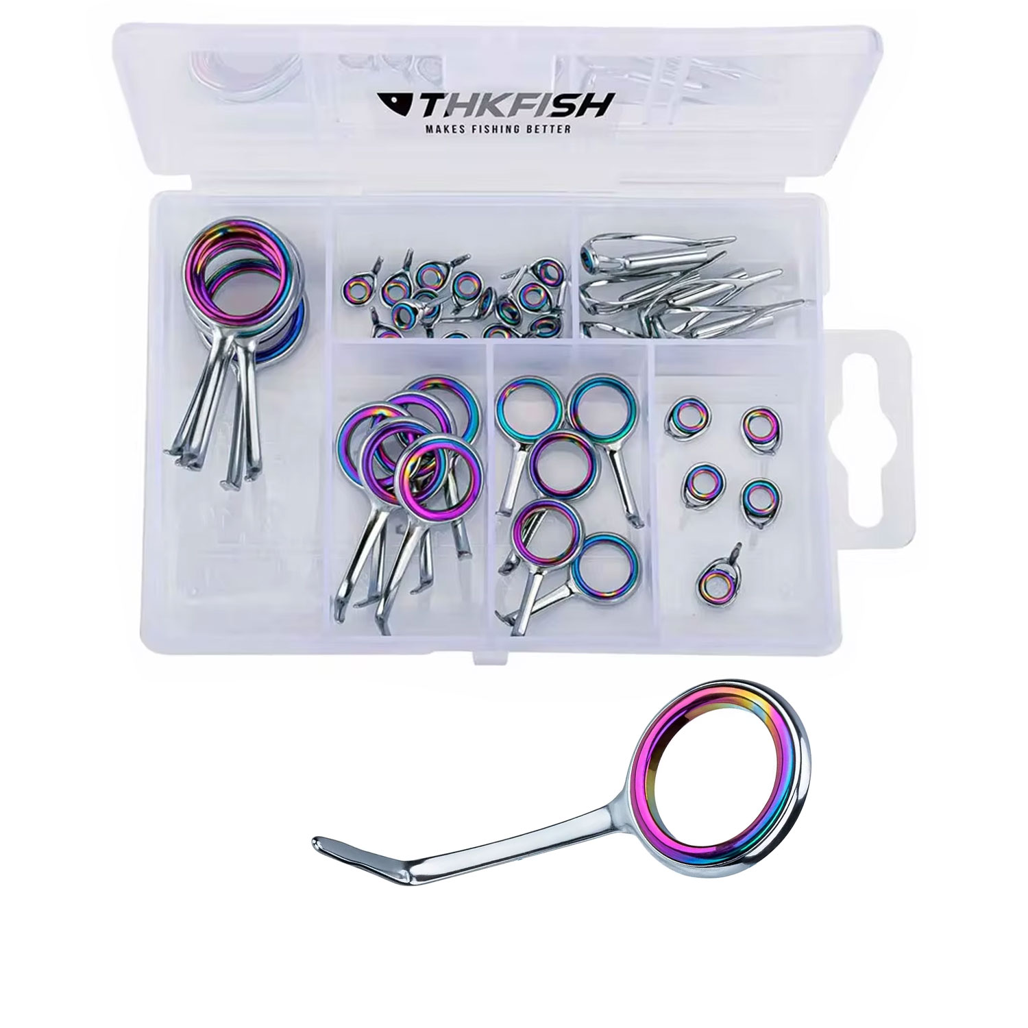 Fishing Rod Guide Replacement - ステンレス鋼の釣り竿ガイド,40個,釣り竿ガイド,チップトップ修理セット,交換セット