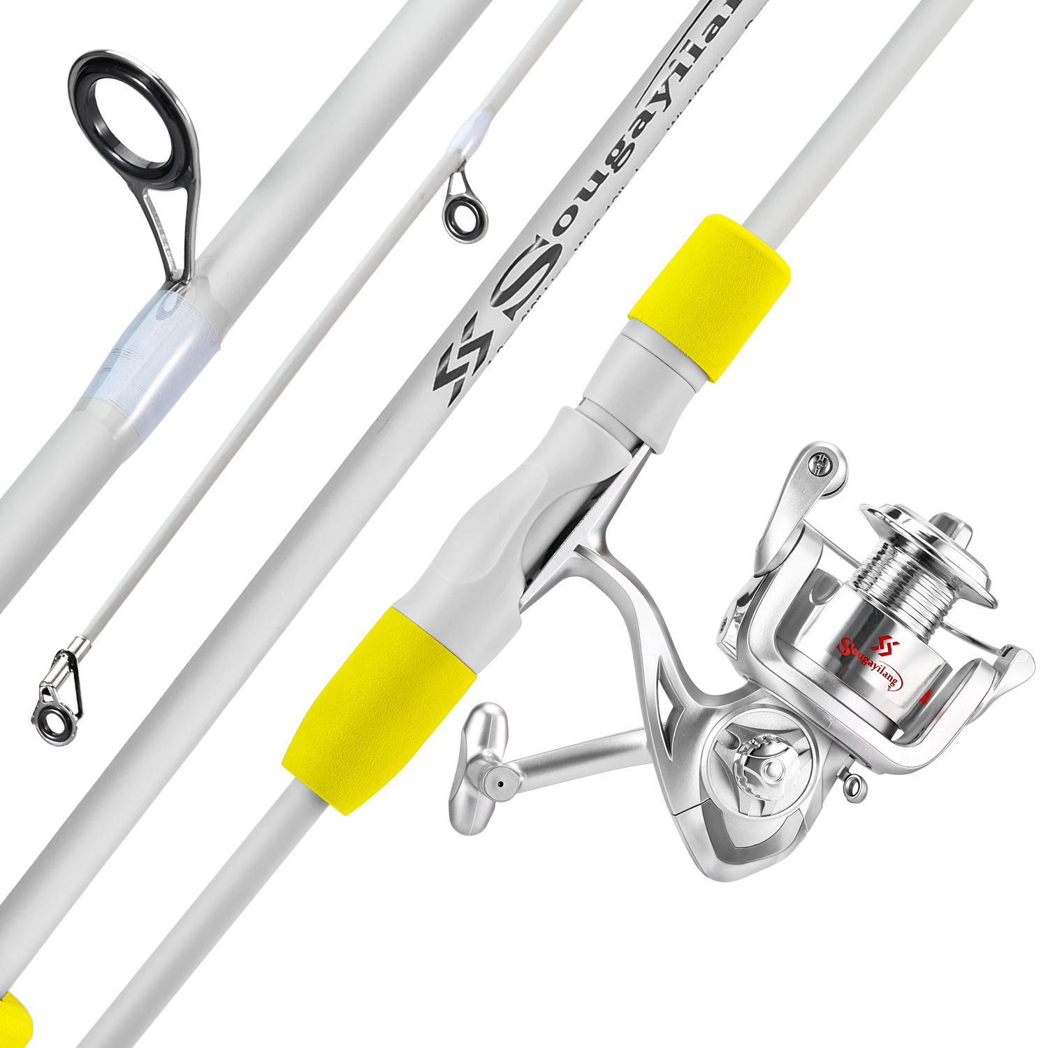 Fishing Rod Combo - ソウゲイラン 2セクション スピニングフィッシングロッドとフィッシングリールコンボ 1.8/2.1m カーボンファイバーフィッシングポール 5.2:1